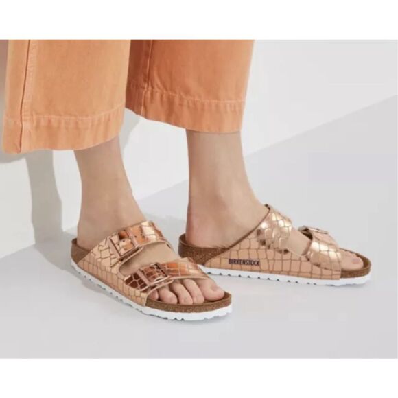Birkenstock Arizona Gator Gleam Copper Sandal Size 37 - Picture 1 of 6